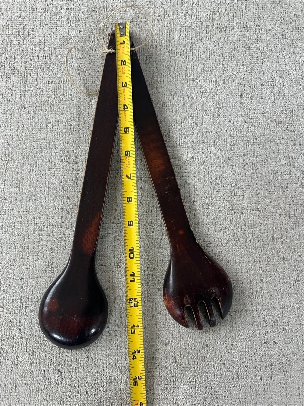 Wooden Salad Serving Spoon and Fork - Dark Brown
